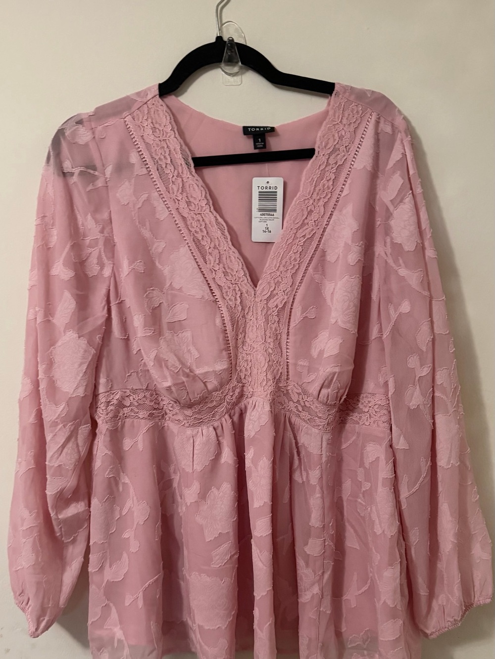 torrid Pink Lace-Trim Floral Jacquard Babydoll Chemise